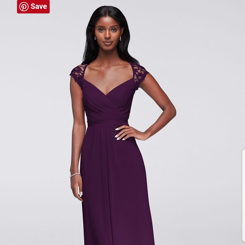 PLUM DAVID BRIDAL LONG MESH DRESS